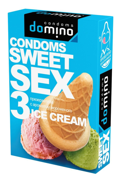 Презервативы для орального секса DOMINO Sweet Sex с ароматом мороженого - 3 шт. - 0