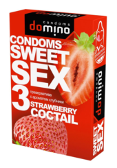 Презервативы для орального секса DOMINO Sweet Sex с ароматом клубничного коктейля - 3 шт. - 0