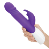 Фиолетовый вибратор-кролик с возвратно-поступательными движениями головки - 24 см. - 0