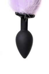 Черная анальная втулка с фиолетово-белым хвостом - размер S - 8