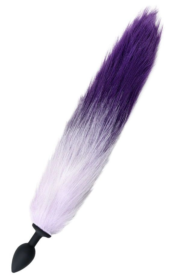 Черная анальная втулка с фиолетово-белым хвостом - размер S - 0