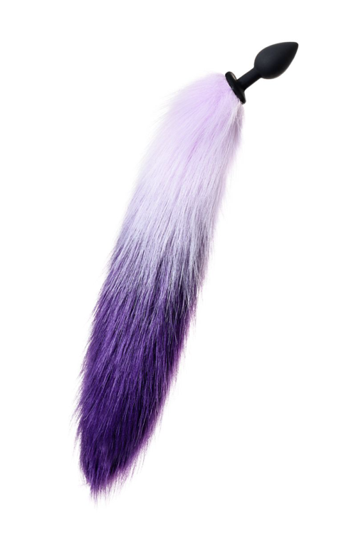 Черная анальная втулка с фиолетово-белым хвостом - размер S - 1