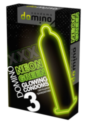Презервативы DOMINO Neon Green со светящимся в темноте кончиком - 3 шт. - 0