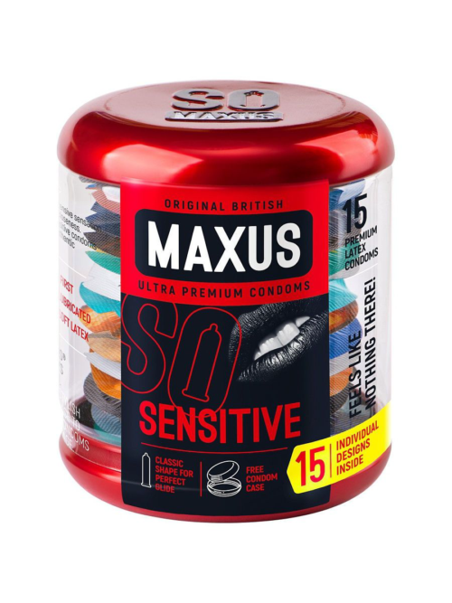 Ультратонкие презервативы в металлическом кейсе MAXUS Sensitive - 15 шт. - 0