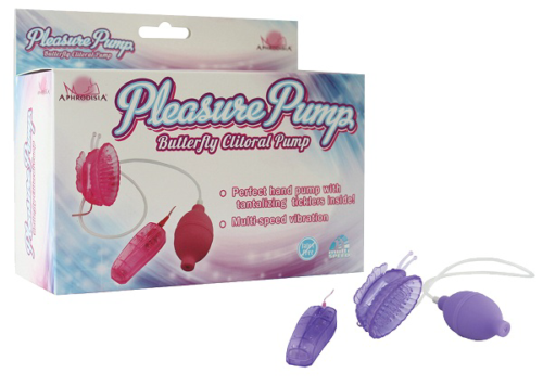 Фиолетовая помпа с вибрацией Pleasure Pump Butterfly Clitoral - 0
