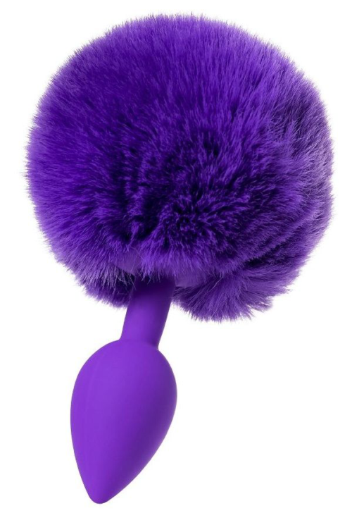 Фиолетовая анальная втулка Sweet bunny с фиолетовым пушистым хвостиком - 0