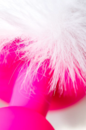 Розовая анальная втулка Sweet bunny с белым пушистым хвостиком - 9