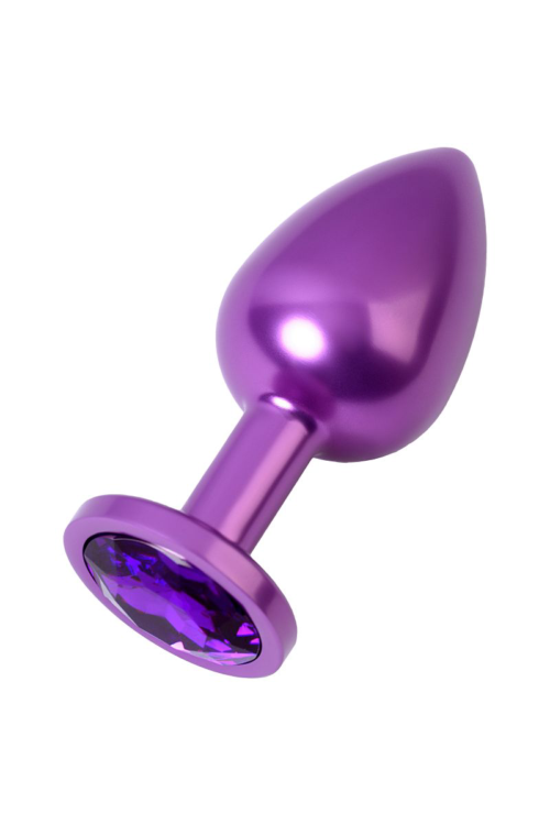 Фиолетовый анальный плаг с кристаллом фиолетового цвета - 8,2 см. - 1
