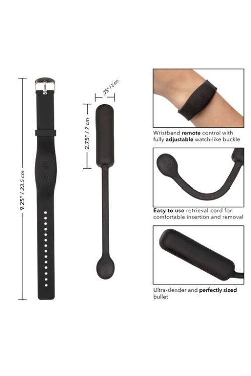 Черное виброяйцо с браслетом-пультом Wristband Remote Petite Bullet - 3