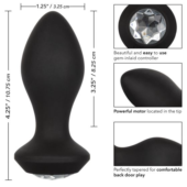 Черная анальная пробка с вибрацией и кристаллом Power Gem Vibrating Crystal Probe - 10,75 см. - 2