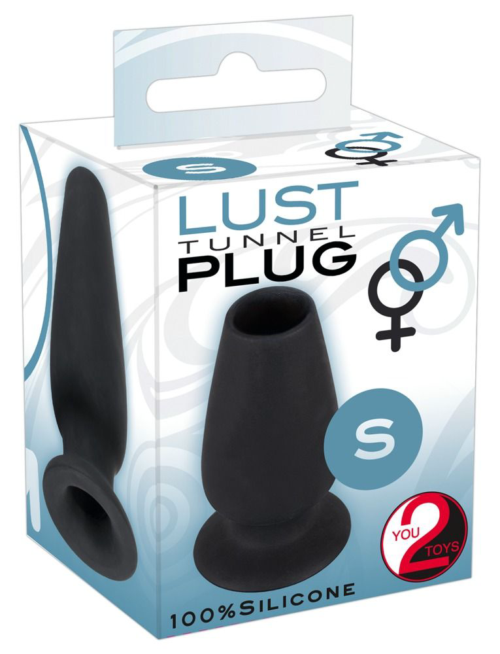 Черная анальная пробка с тоннелем Lust Tunnel Plug S - 7,5 см. - 3