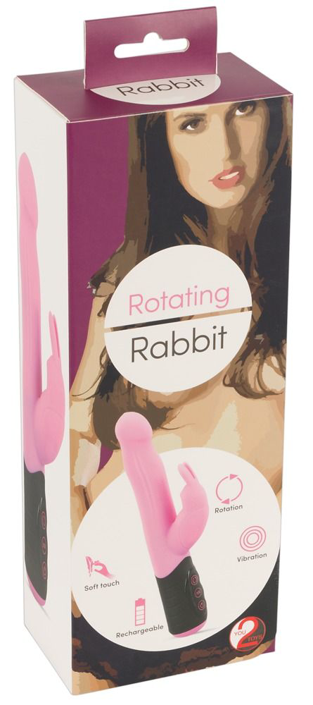 Розовый вибратор-кролик с ротацией Rotating Rabbit - 21,7 см. - 3