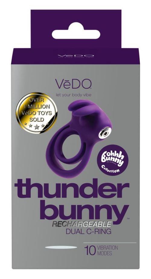 Фиолетовое эрекционное кольцо VeDO Thunder Bunny - 3