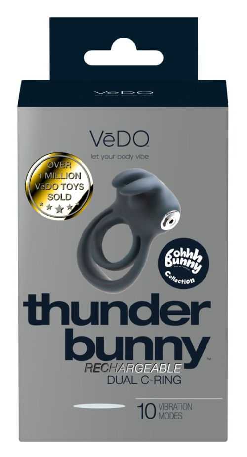 Черное эрекционное кольцо VeDO Thunder Bunny - 3