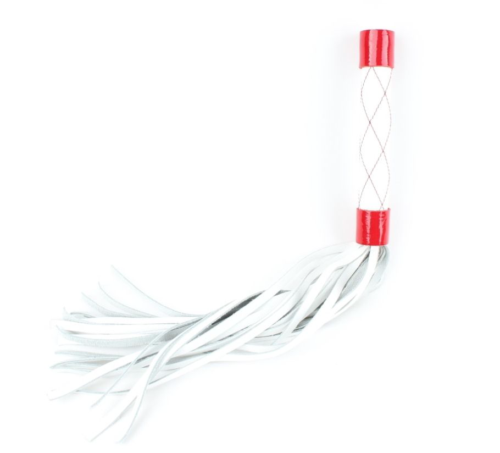 Бело-красная плеть средней длины с ручкой - 44 см. - 2