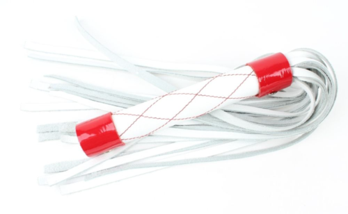 Бело-красная плеть средней длины с ручкой - 44 см. - 0