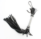 Черная плеть с серебристой ручкой - 44 см. - 0