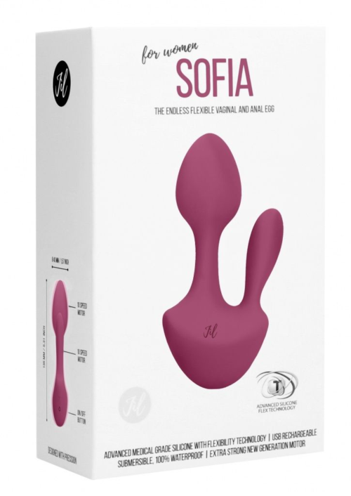 Розовый анально-вагинальный вибратор Sofia - 13 см. - 1