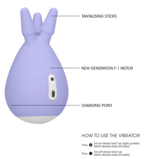 Фиолетовый клиторальный стимулятор Luscious с тремя отростками - 2