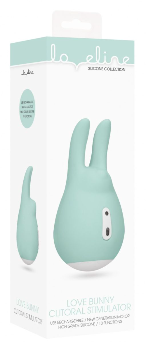 Зеленый клиторальный стимулятор Sugar Bunny с ушками - 9,5 см. - 1