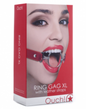 Расширяющий кляп Ring Gag XL с красными ремешками - 1