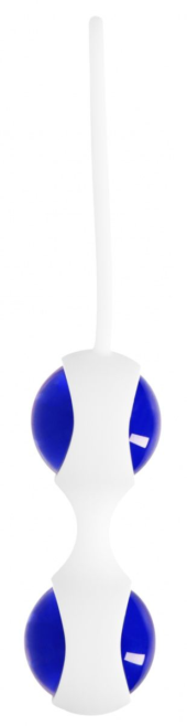 Синие вагинальные шарики Ben Wa Small в белой оболочке - 4