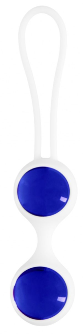 Синие стеклянные вагинальные шарики Ben Wa Medium в белой оболочке - 1