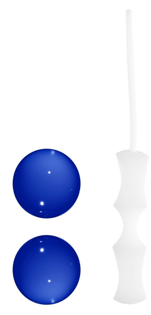 Синие стеклянные вагинальные шарики Ben Wa Medium в белой оболочке - 3