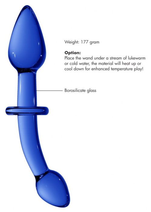 Синий двусторонний анальный стимулятор Doubler - 18 см. - 2