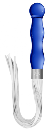 Синий анальный стимулятор-плеть Whipster с белыми хвостами - 0