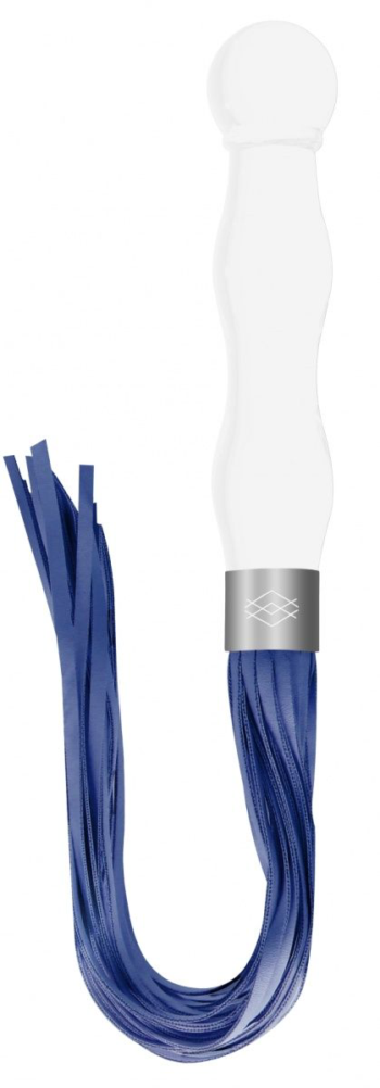 Белый анальный стимулятор-плеть Whipster с синими хвостами