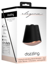 Черный клиторальный стимулятор Dazzling с вибрацией и ротацией - 6,7 см. - 2