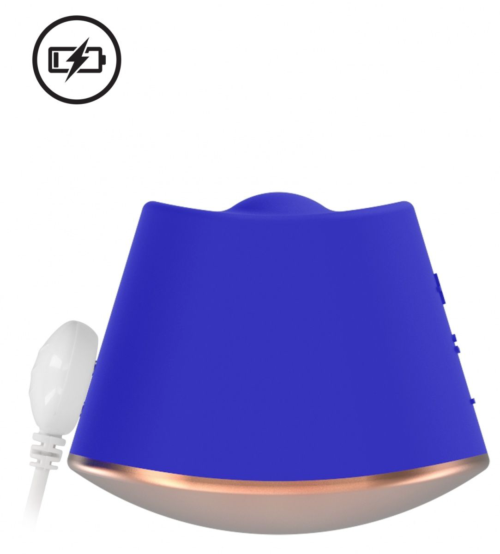Синий клиторальный стимулятор Dazzling с вибрацией и ротацией - 6,7 см. - 2