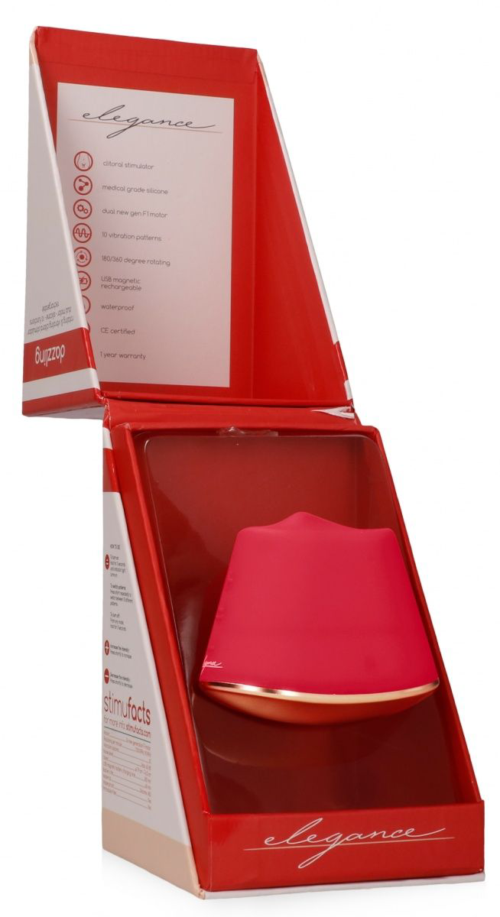 Красный клиторальный стимулятор Dazzling с вибрацией и ротацией - 6,7 см. - 2