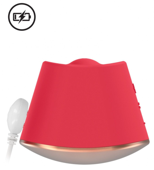 Красный клиторальный стимулятор Dazzling с вибрацией и ротацией - 6,7 см. - 3