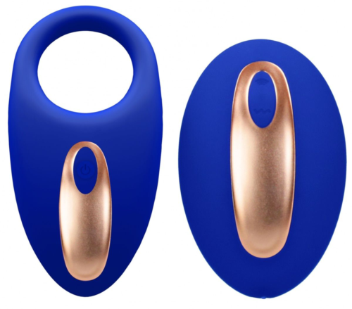 Синее эрекционное виброкольцо Poise с пультом - 0