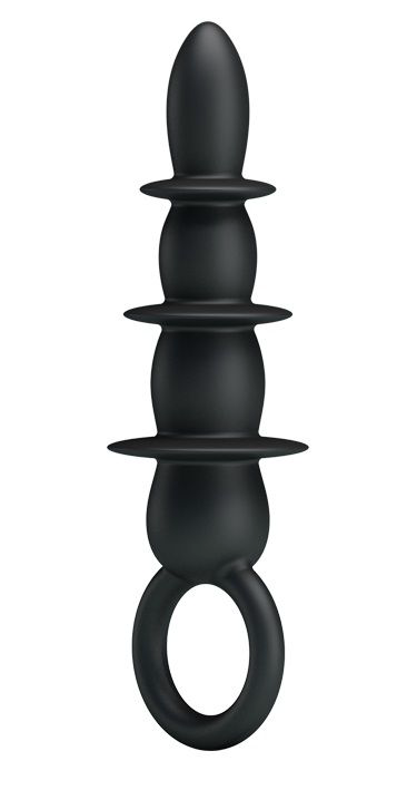 Черная анальная ёлочка с богатым рельефом - 13,2 см. - 0