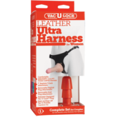 Женский страпон с двумя пробками Vac-U-Lock Set Leather Ultra Harness - 17,8 см. - 4