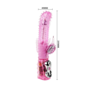 Мультискоростной вибромассажер розового цвета - 25,5 см. - 3