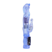 Ротатор голубого цвета с вибрацией и клиторальным стимулятором - 23 см. - 0