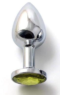Анальное украшение BUTT PLUG Small с желтым кристаллом - 7 см. - 1