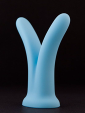 Голубой фаллоимитатор с раздвоенным концом SplitDildo - 16 см. - 1