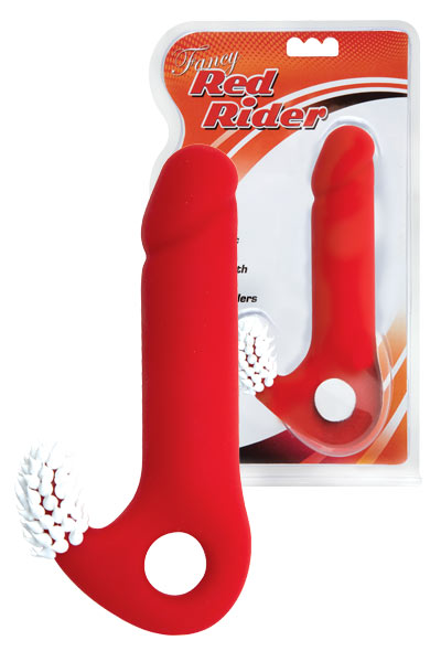 Красная вагинальная втулка с клиторальным стимулятором - 0