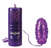 Фиолетовое водонепроницаемое виброяйцо с пупырышками - 0