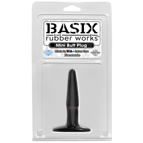 Маленькая чёрная анальная пробка Basix Rubber Works Mini Butt Plug - 10,8 см. - 1