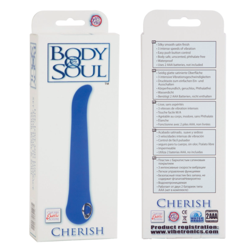 Синий вибратор Body Soul Cherish - 16,5 см. - 4