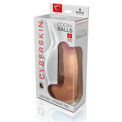 Фаллоимитатор из реалистичного материала CyberSkin Cyber Cock with Balls Medium - 18 см. - 0