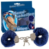 Меховые наручники синего цвета - 0