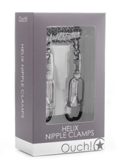 Серебристые зажимы на соски с цепочкой Helix Nipple Clamps - 1