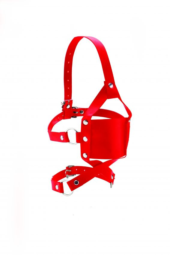 Красный кожаный кляп Leather Mouth Gag - 2